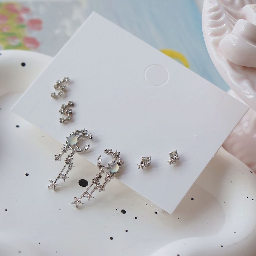 Set Earring Rhinestone 3 Pairs: of Star