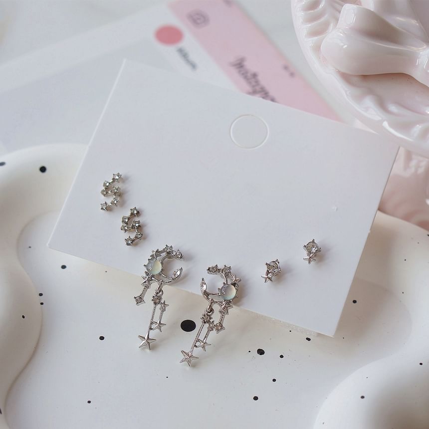 Set Earring Rhinestone 3 Pairs: of Star