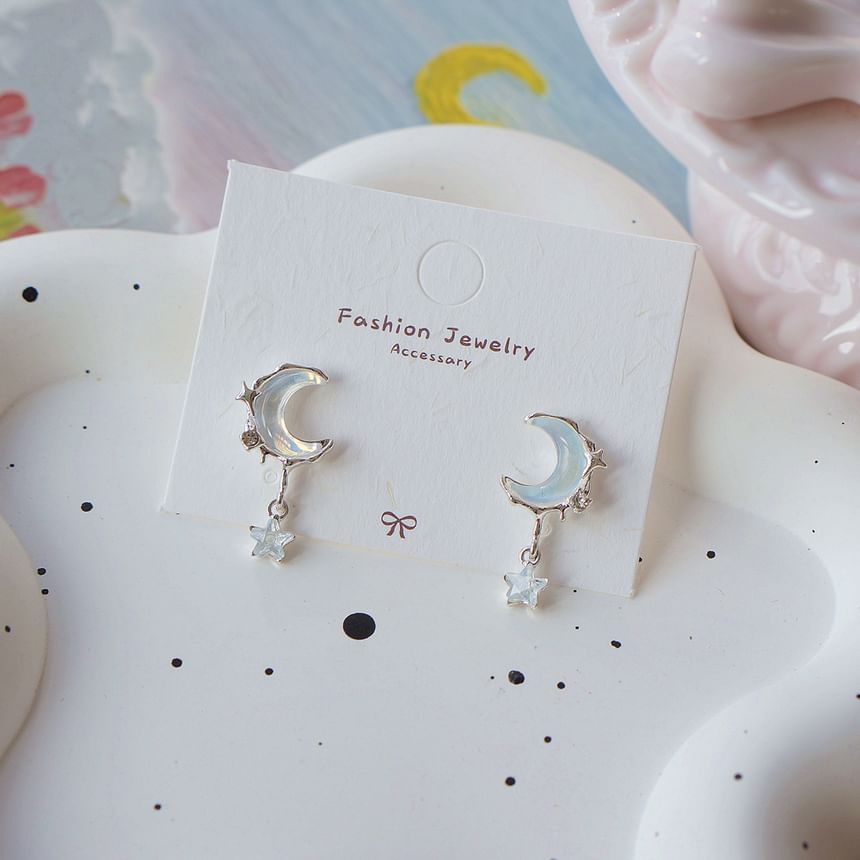 Drop Crescent Earring Star /