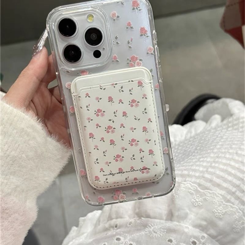 Set Case / with Floral Card (Compatible Magnetic Holder Phone MagSafe)