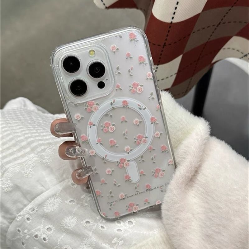 Set Case / with Floral Card (Compatible Magnetic Holder Phone MagSafe)