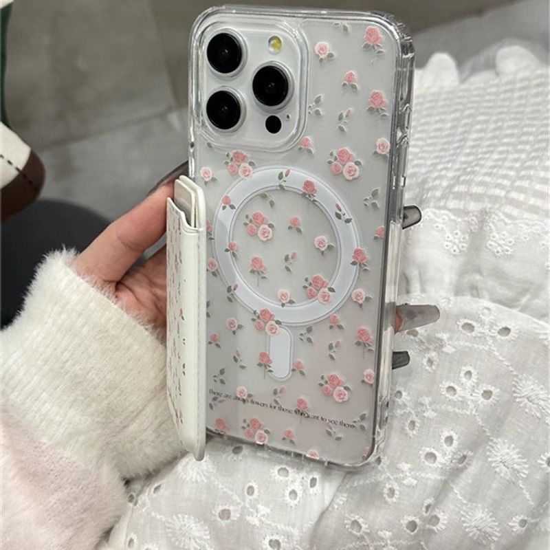 Set Case / with Floral Card (Compatible Magnetic Holder Phone MagSafe)