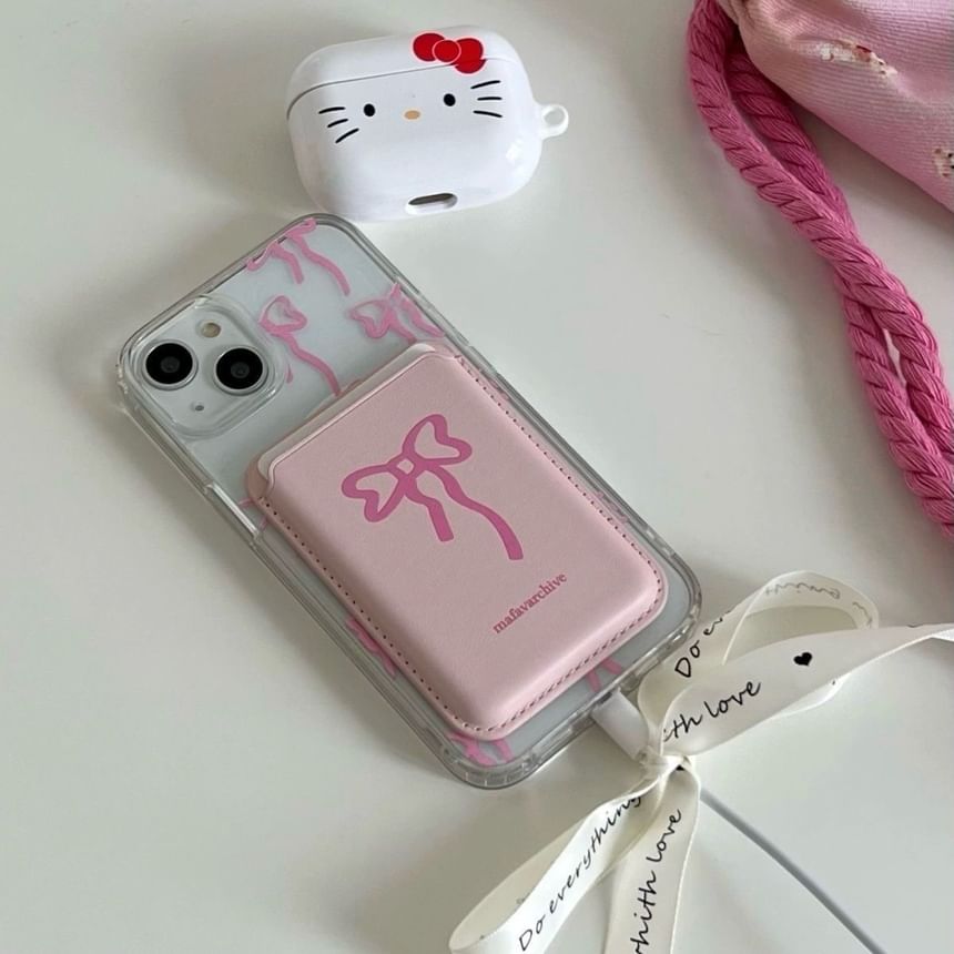 Magnetic with MagSafe) Case / Bow Holder (Compatible Phone Card