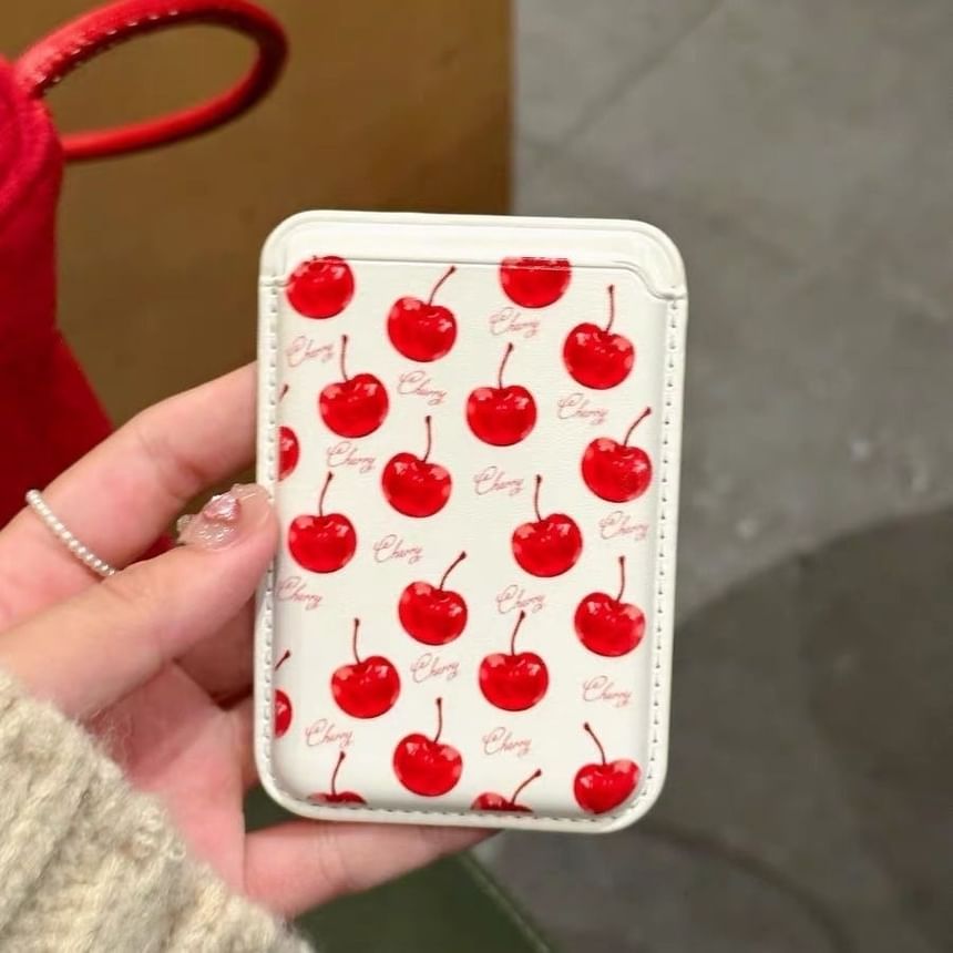 Holder (Compatible MagSafe) Case Card Set Magnetic Phone with / Cherry