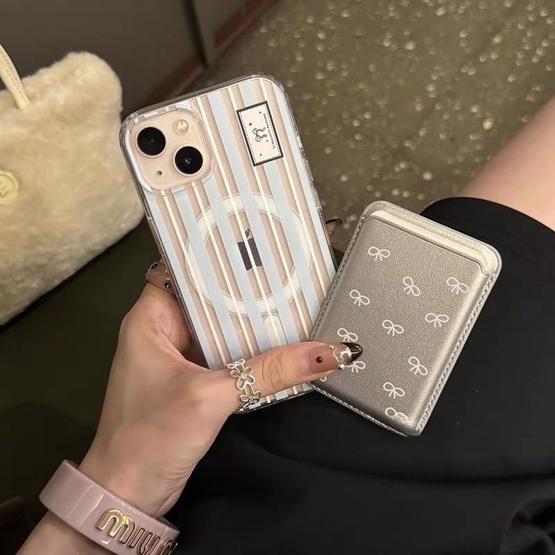 Set Card Bow iPhone Case Striped Compatible Print / Magsafe