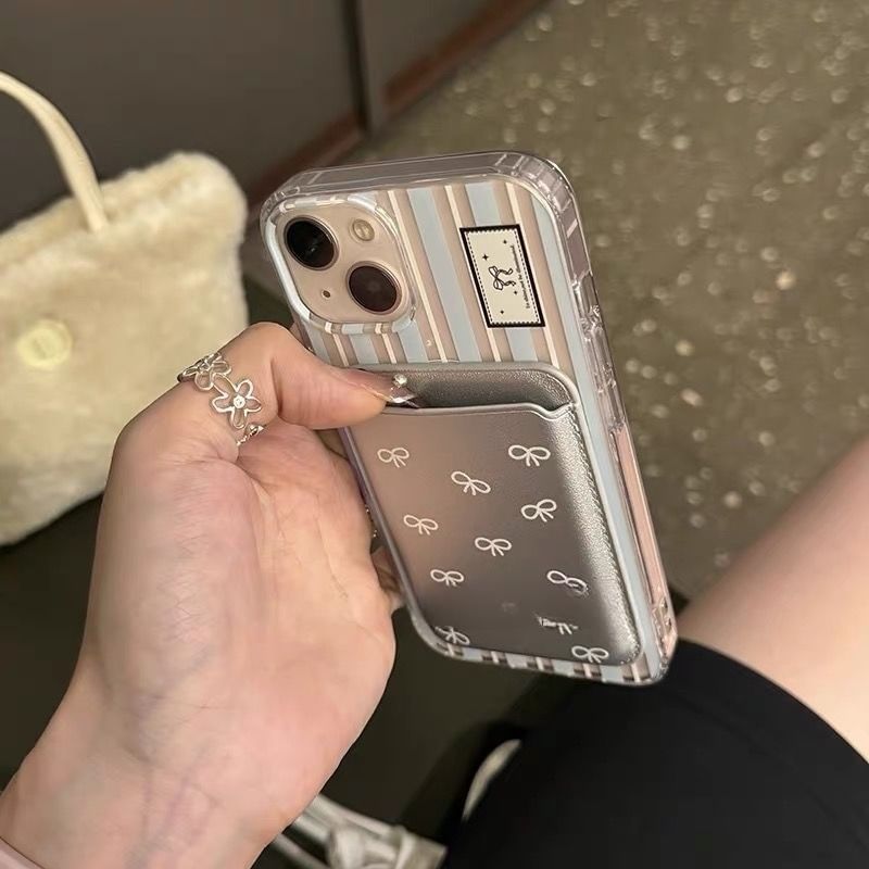 Set Card Bow iPhone Case Striped Compatible Print / Magsafe
