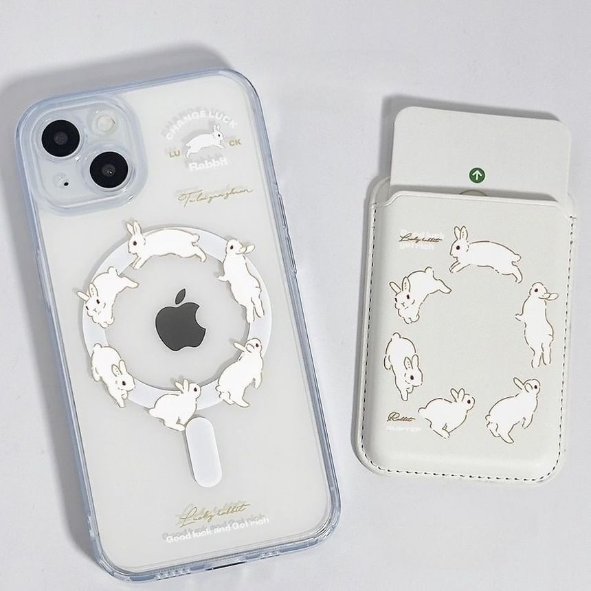 Magsafe iPhone Case Compatible Set Card Rabbit / Print