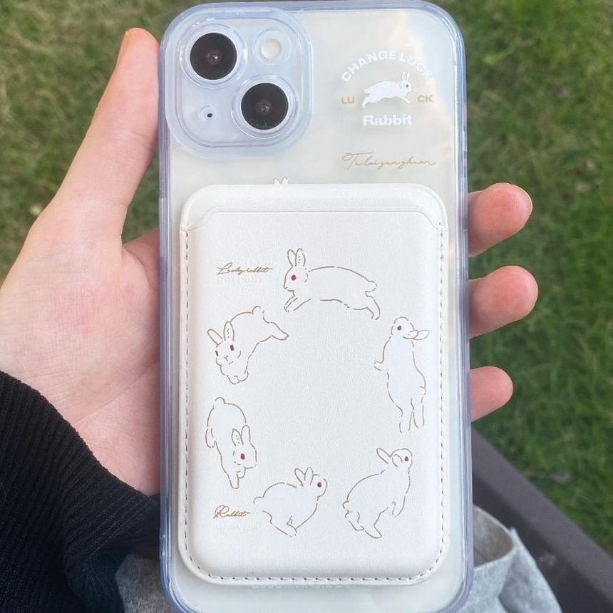 Magsafe iPhone Case Compatible Set Card Rabbit / Print