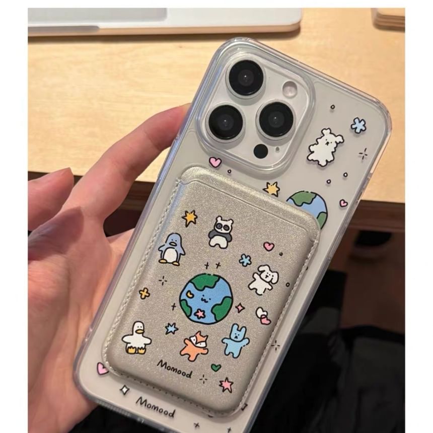 Case Set Magnetic / with Holder (Compatible Animal Phone MagSafe) Card Earth