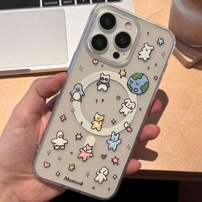 Case Set Magnetic / with Holder (Compatible Animal Phone MagSafe) Card Earth