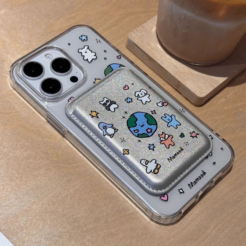 Case Set Magnetic / with Holder (Compatible Animal Phone MagSafe) Card Earth