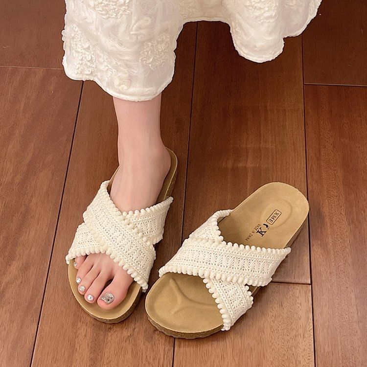 Cross Strap Sandals Knit