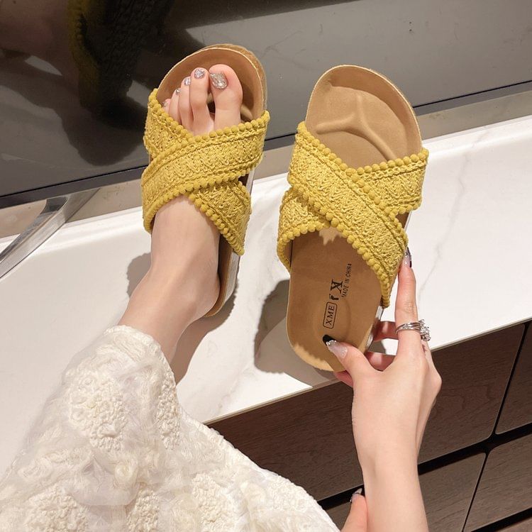 Cross Strap Sandals Knit
