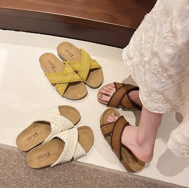 Cross Strap Sandals Knit