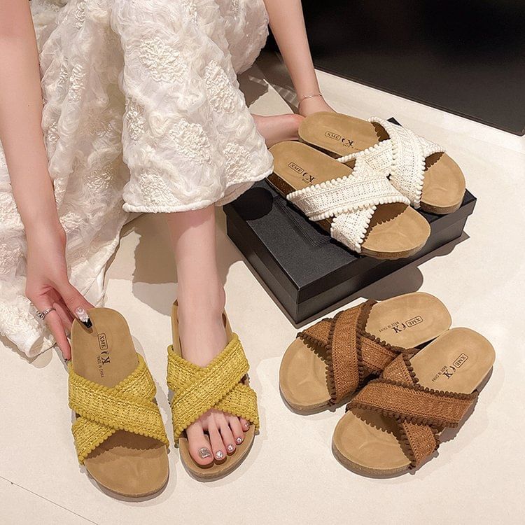 Cross Strap Sandals Knit