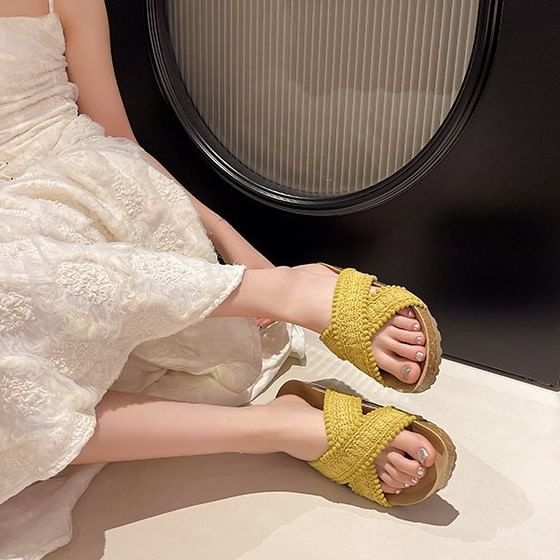 Cross Strap Sandals Knit