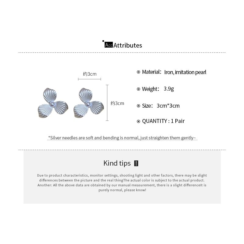 Faux Earring Pearl Flower Stud