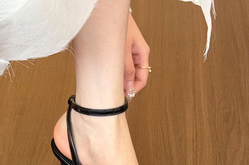 Heel Sandals Pointed Toe Strap Ankle High