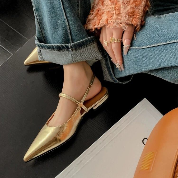 Low Toe Slingback Heel Mules Pointed