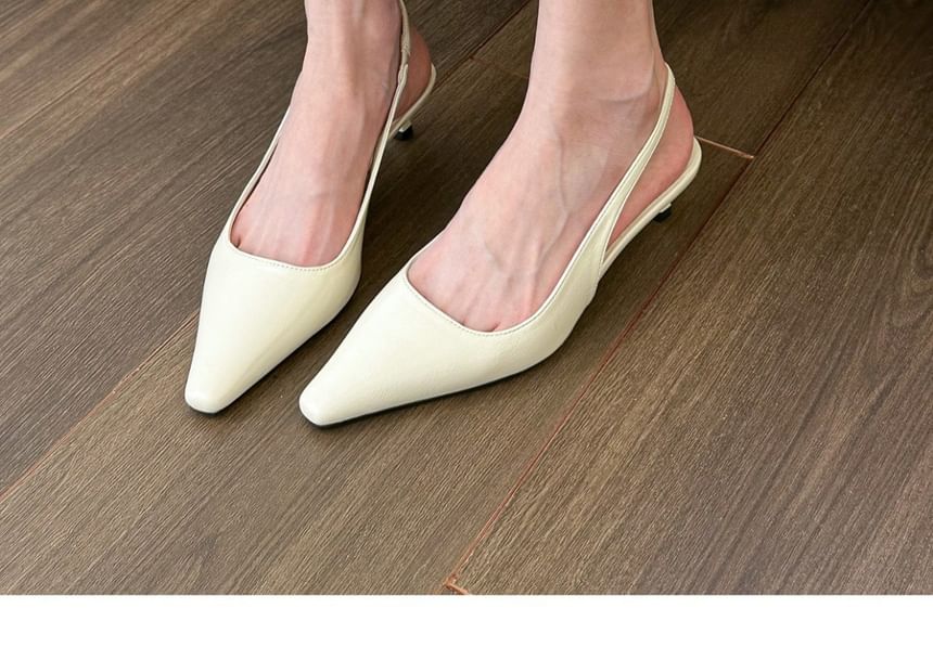 Slingback Mules Kitten Toe Heel Pointed