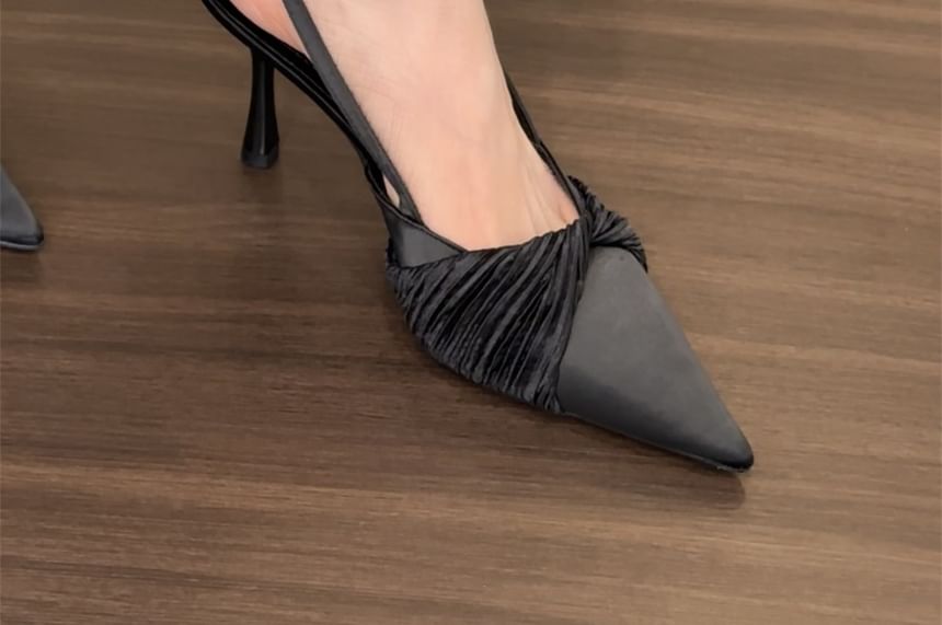 Slingback Twist Mules Pointed Toe Heel High
