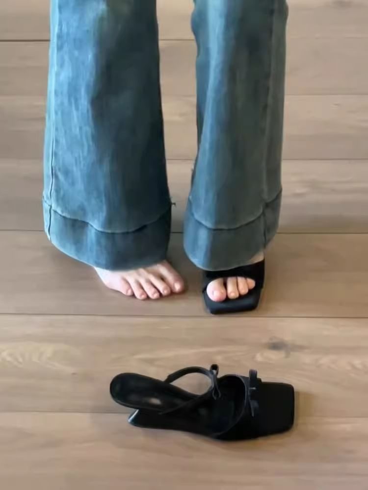Heel Wedge Sandals Bow Slide