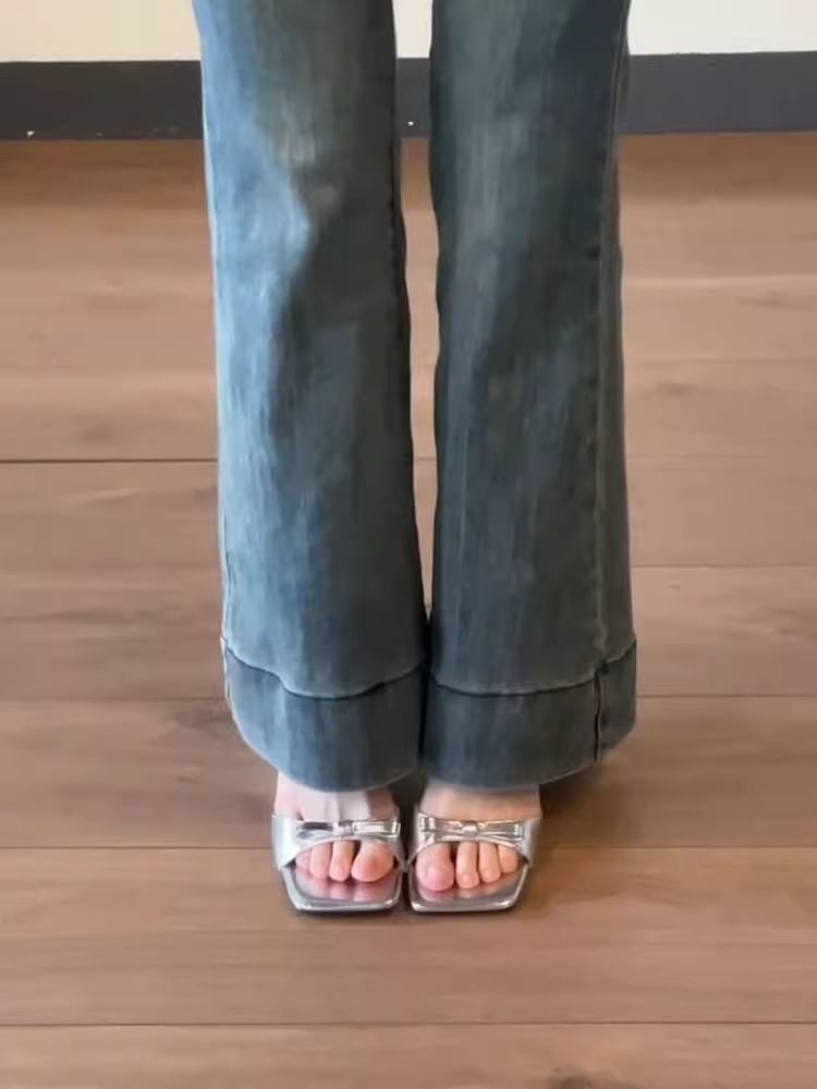 Heel Wedge Sandals Bow Slide