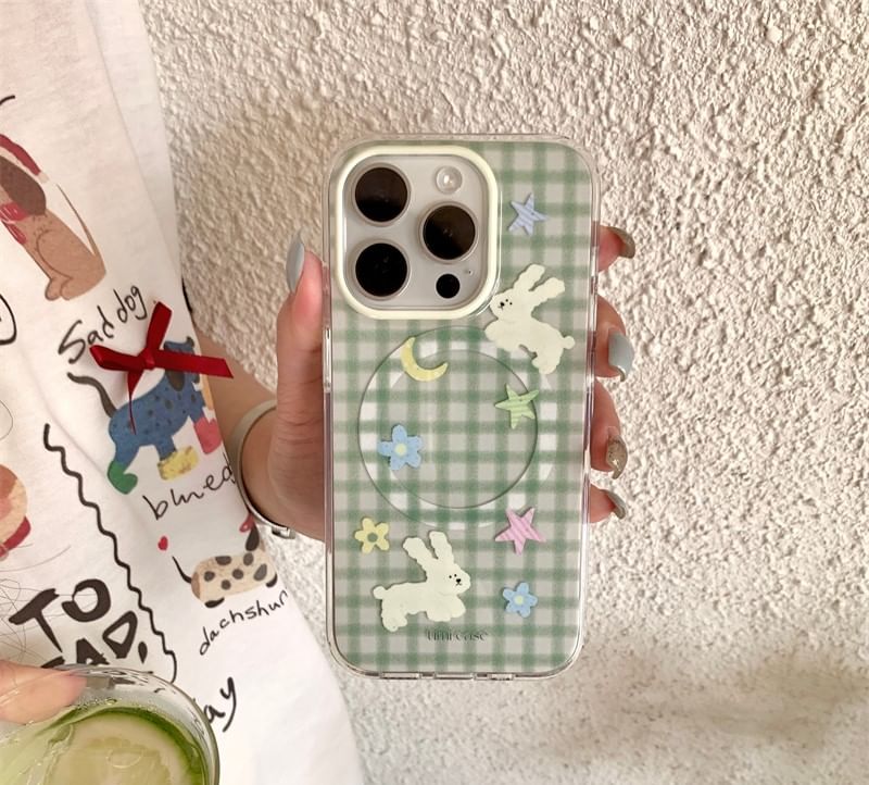 Rabbit Phone Case Plaid