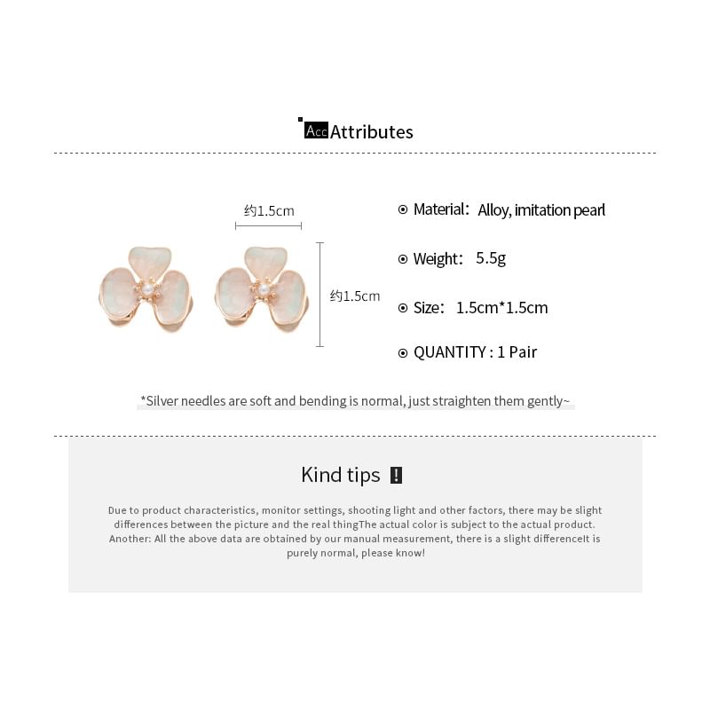 Earring Shell Stud Flower Pearl Faux