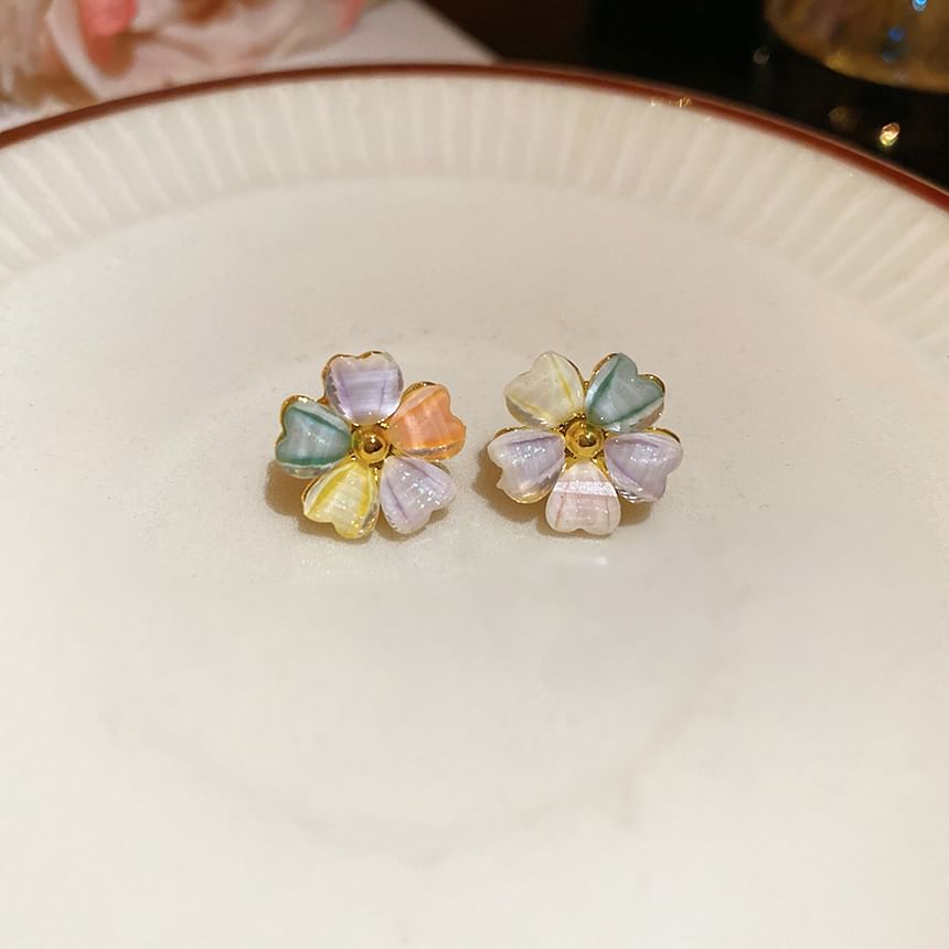 Earring Shell Stud Flower Pearl Faux