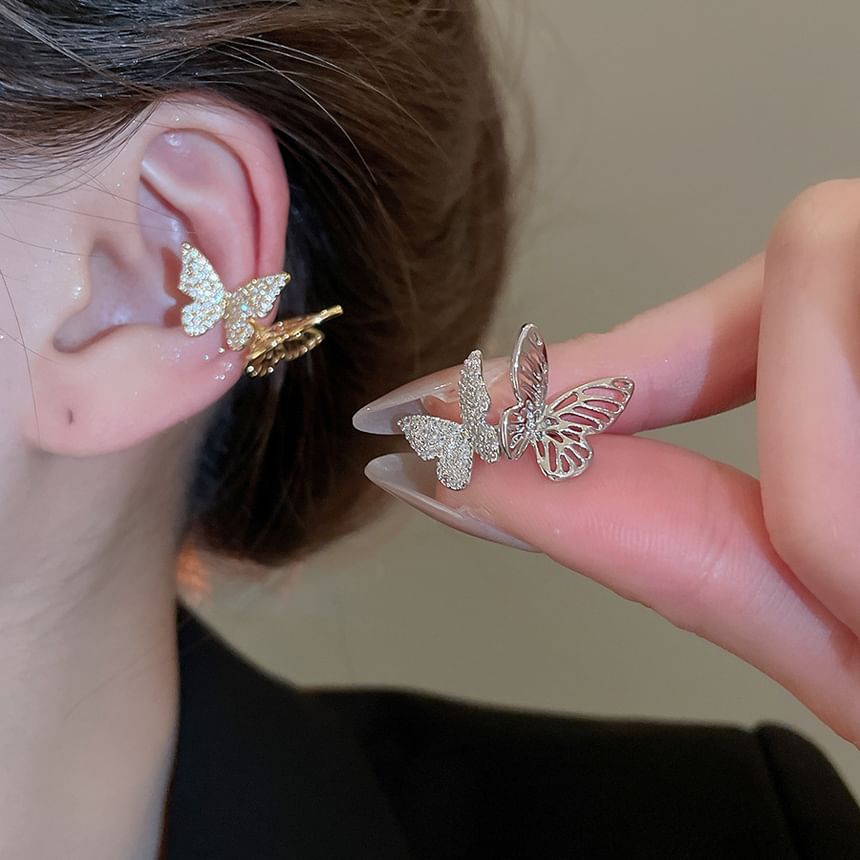 Cuff Rhinestone Ear Butterfly