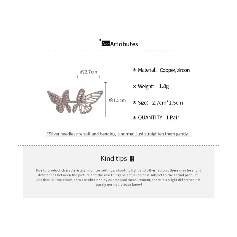 Cuff Rhinestone Ear Butterfly