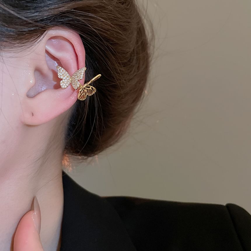 Cuff Rhinestone Ear Butterfly