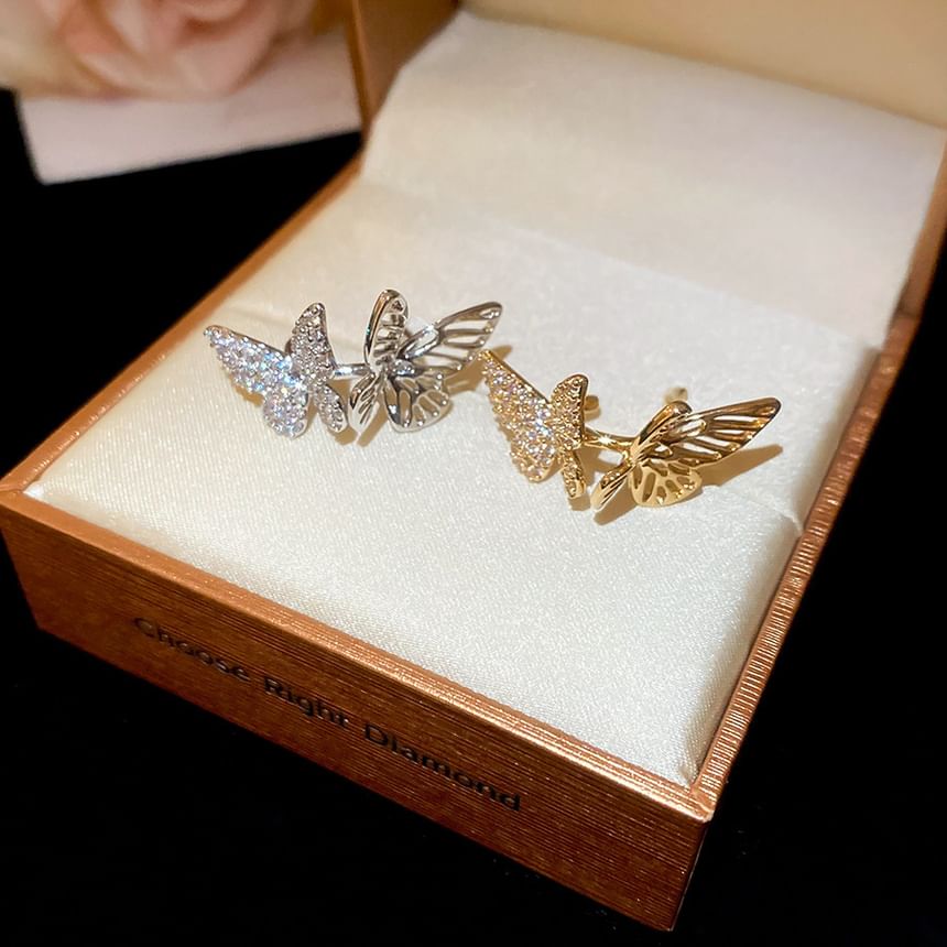 Cuff Rhinestone Ear Butterfly