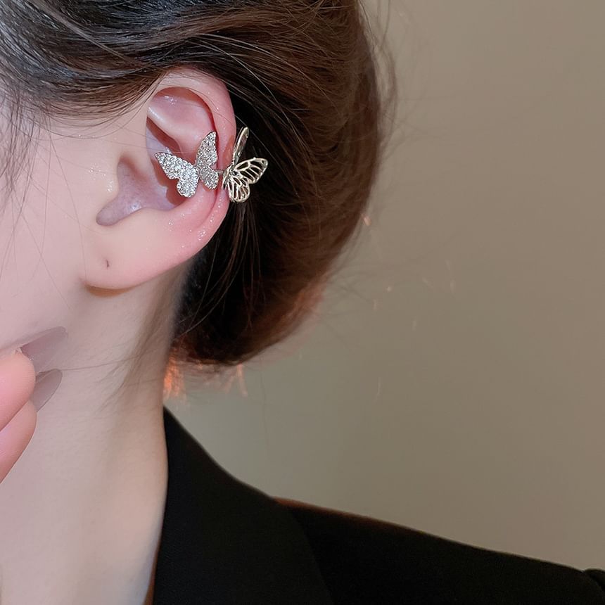 Cuff Rhinestone Ear Butterfly
