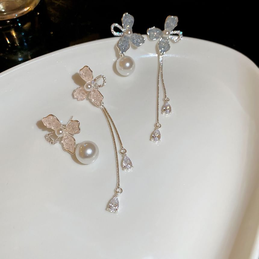 Pearl Faux Earring Dangle Floral