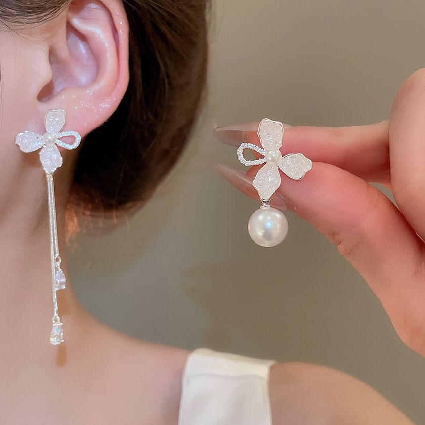 Pearl Faux Earring Dangle Floral