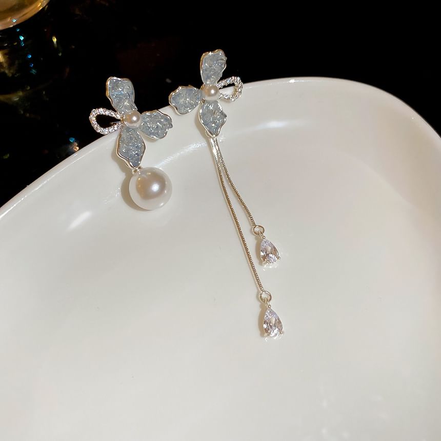 Pearl Faux Earring Dangle Floral