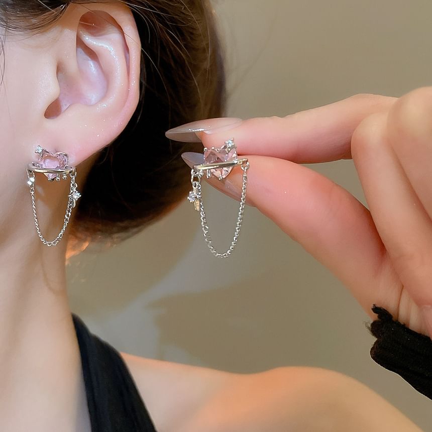 Chain Earring Stud Heart