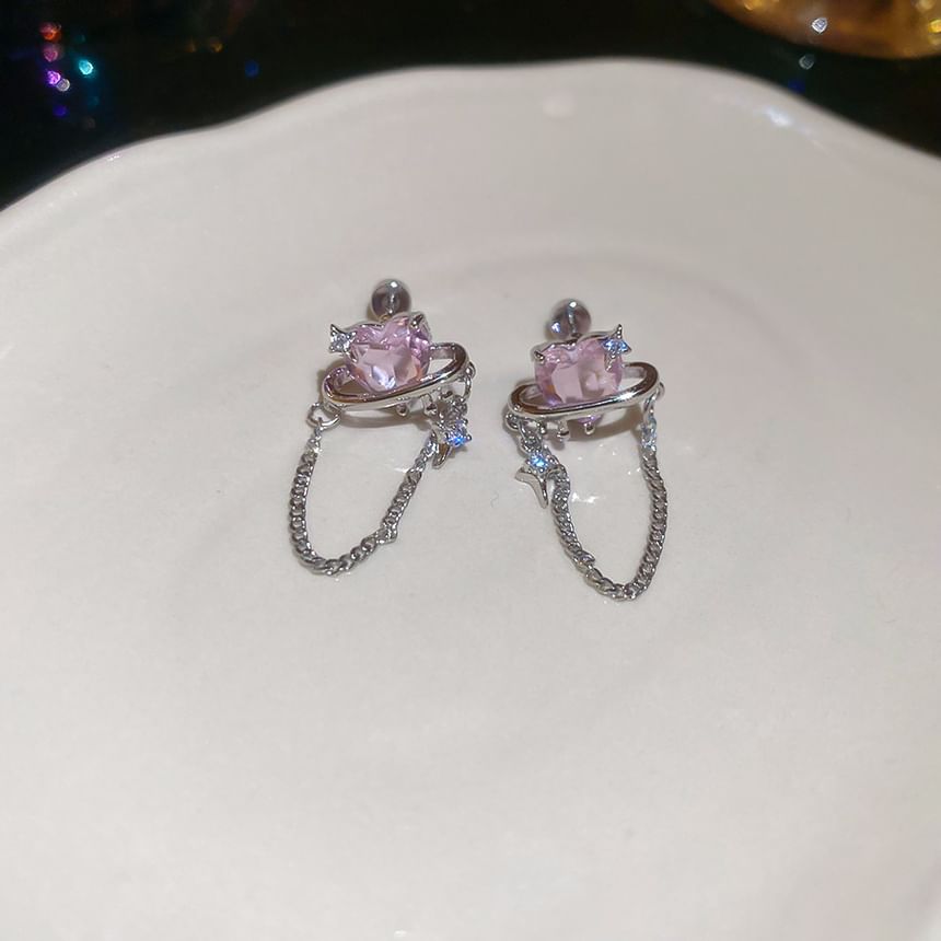 Chain Earring Stud Heart