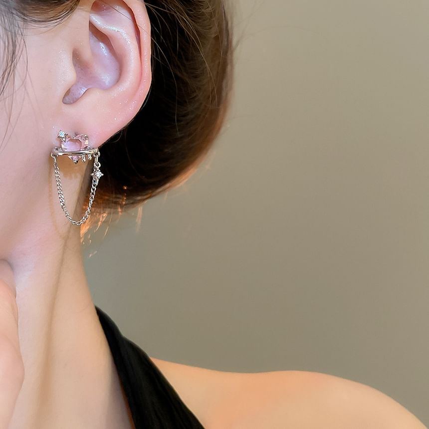 Chain Earring Stud Heart