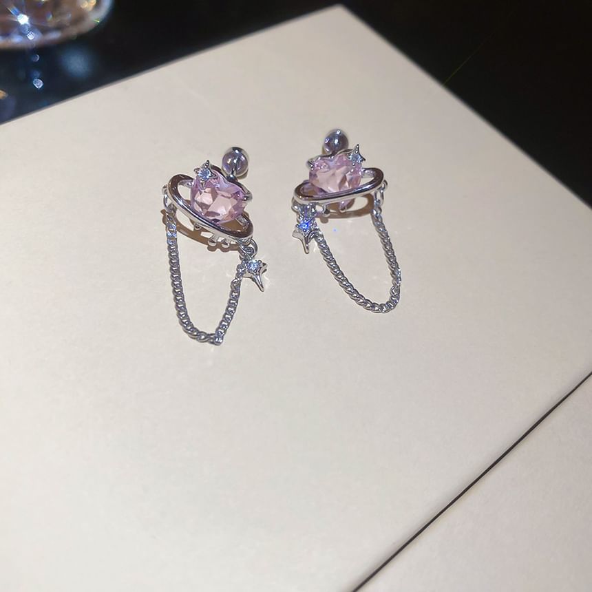 Chain Earring Stud Heart