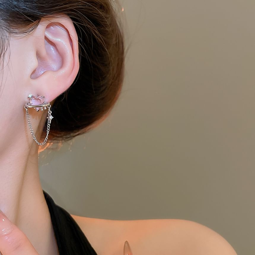 Chain Earring Stud Heart