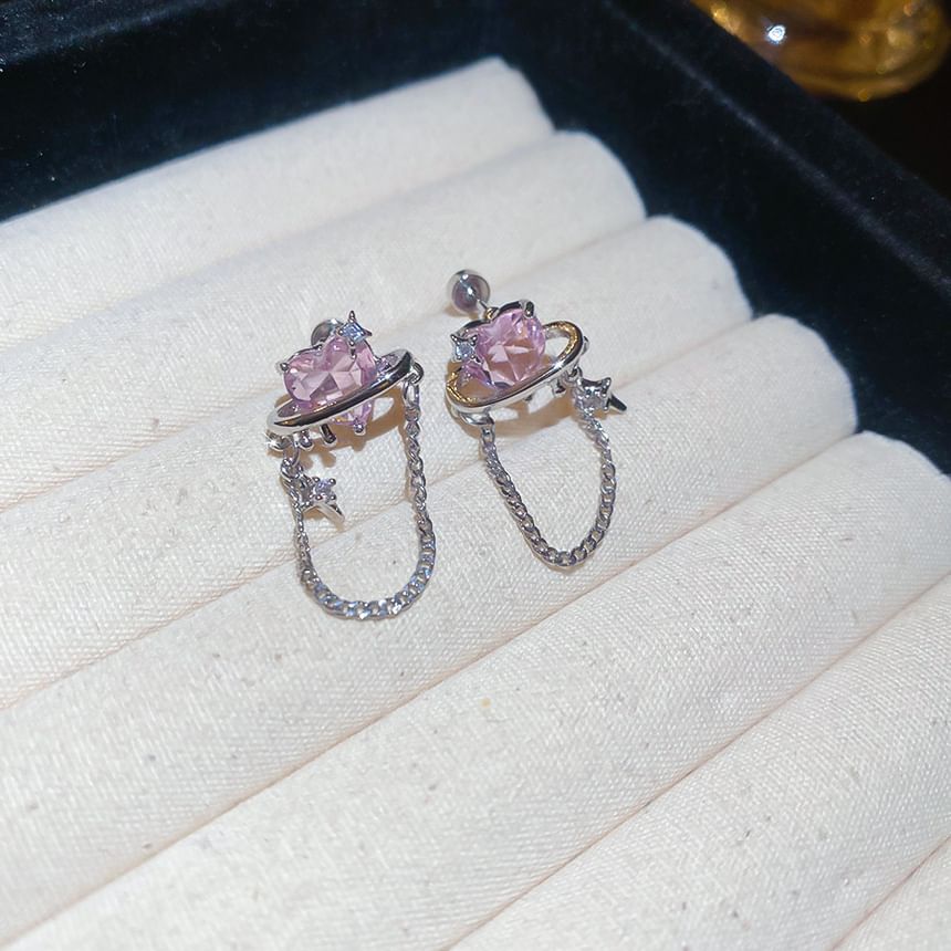 Chain Earring Stud Heart