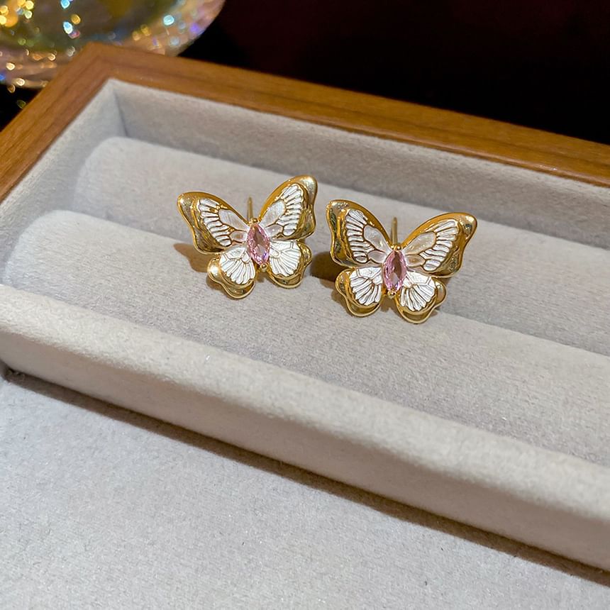 Stud / Earring Layered Pearl Necklace Butterfly Faux