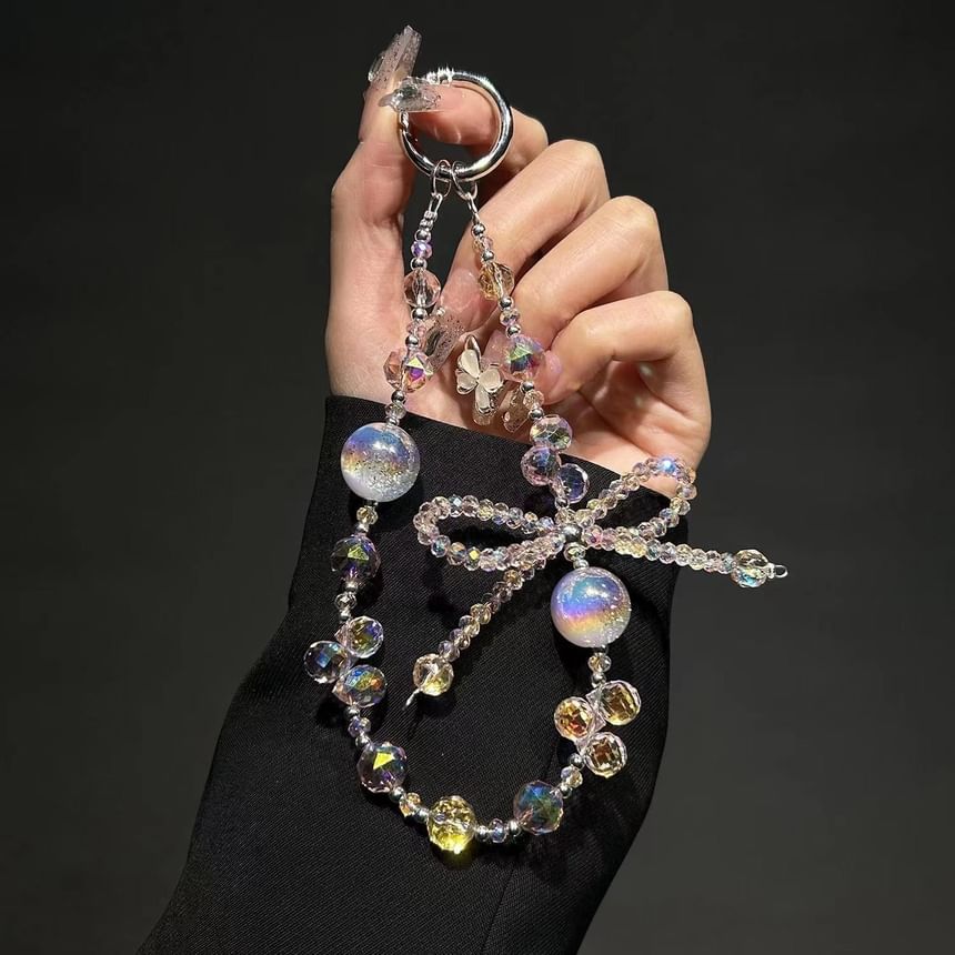 Phone Crystal Wrist Faux Beaded Bow Strap