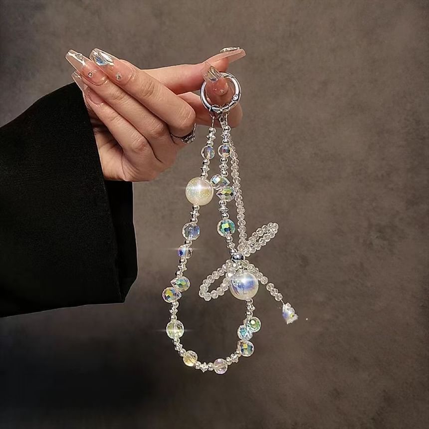 Phone Crystal Wrist Faux Beaded Bow Strap