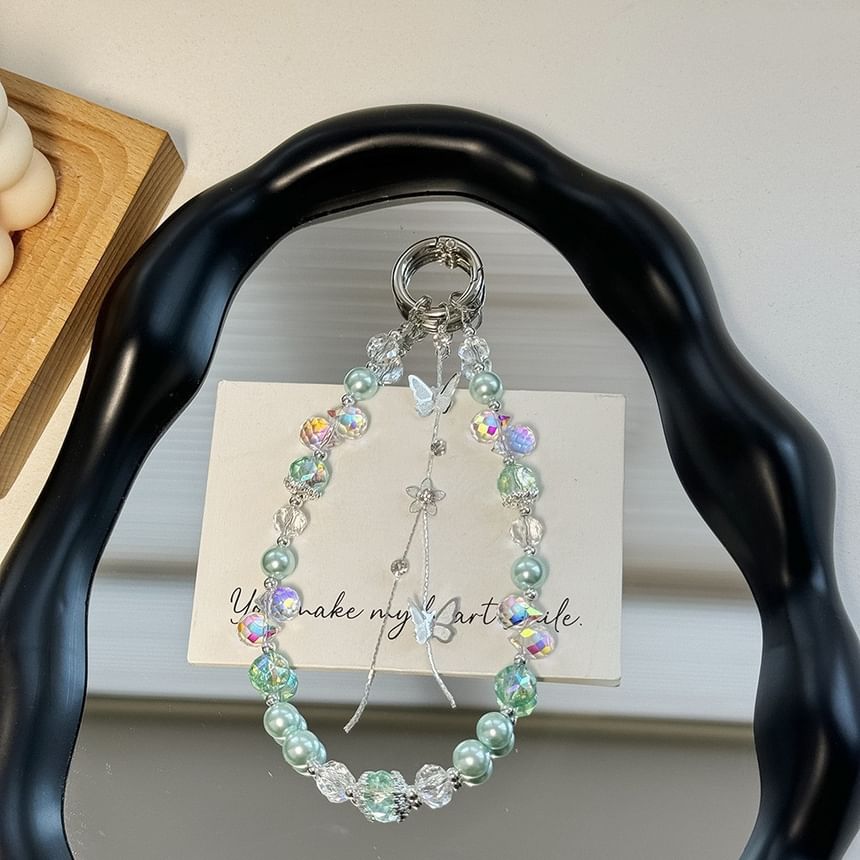 Lanyard Butterfly Strap Phone Faux Pad Wrist with Pearl