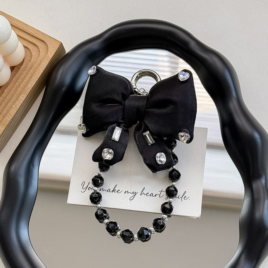 Charm with Pearl Faux Lanyard Pad Phone Bow Rhinestone