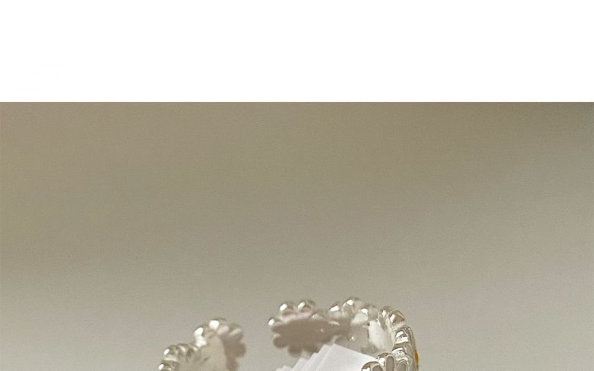 Silver Enamel Sterling Daisy 925 Open Ring